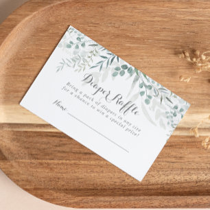 Cartão De Informações Bilhete de Fralda Eucalyptus Verde Minimalista