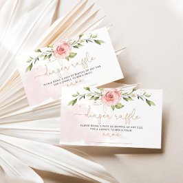 Cartão De Informações Bilhete de fralda floral com pincel Dourado