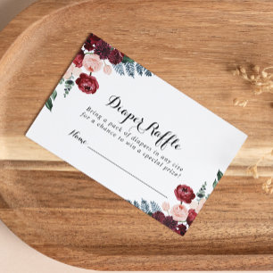 Cartão De Informações Bilhete de Fralda Floral de Marinho Rosa Brilhante