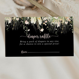 Cartão De Informações Bilhete de Fralda Negra de Flor Selvagem Verde