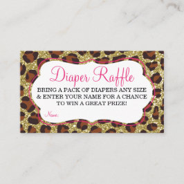 Cartão De Informações Bilhete de Fralda Raffle, Cheetah, rosa