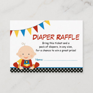 Cartão De Informações Bilhete de Fralda Raffle de Superherói