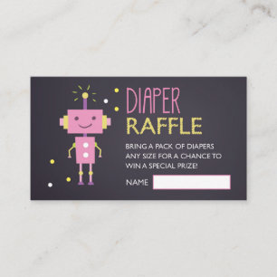 Cartão De Informações Bilhete de Fralda Robot Chalkboard Raffle