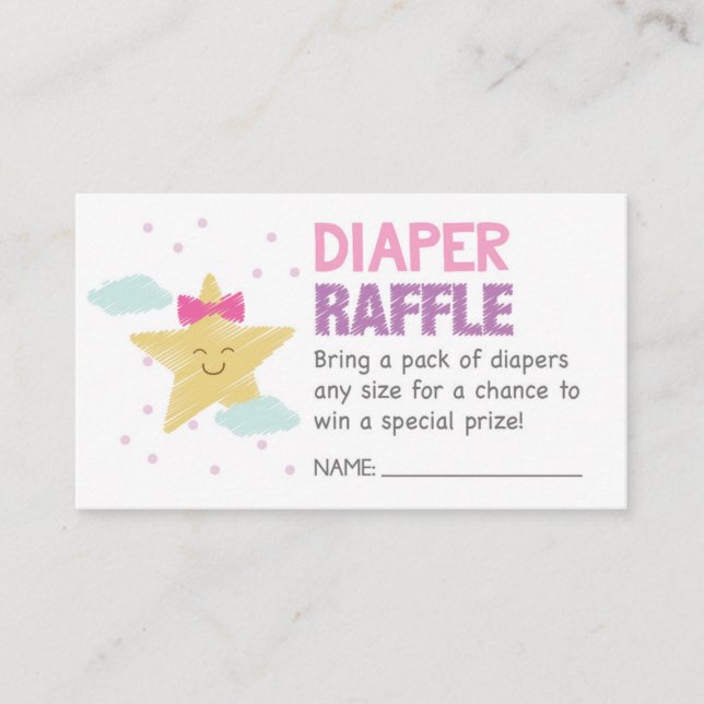 Cartão De Informações Bilhete de Fralda rosa-estrela (Frente)