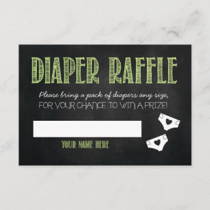 Cartão De Informações Bilhete de Fralda Verde Raffle