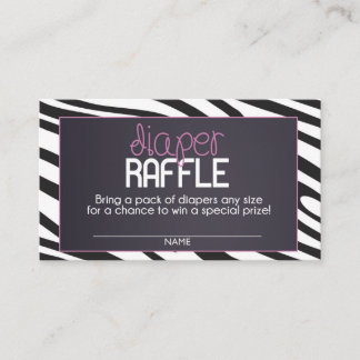 Cartão De Informações Bilhete de Fralda Zebra Raffle
