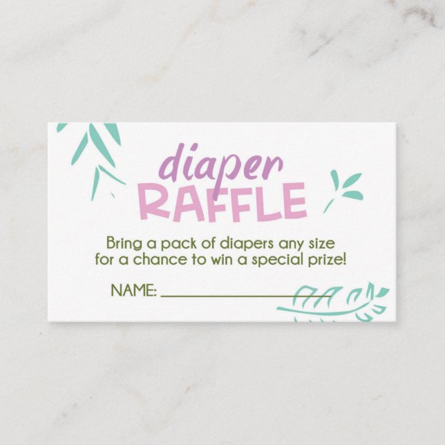 Cartão De Informações Bilhete de Raffle da Fralda Selva Rosa (Frente)