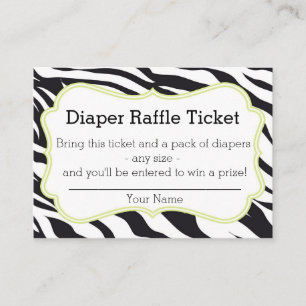 Cartão De Informações Bilhete de Raffle da Fralda Zebra Limão e Negra