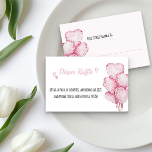 Cartão De Informações Bilhete de Raffle fralda com Balões de Coração Ros