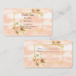 Cartão De Informações Bilhete de Rifa de Flores de Aquarela Coral em Mol