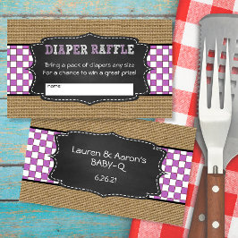 Cartão De Informações Bilhete de Rifa de Fralda Baby Q Roxo