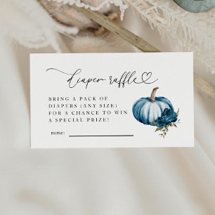 Cartão De Informações Bilhete de rifa de fralda de abóbora floral azul 