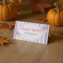 Bilhete de Rifa de Fralda de Fantasma Bruxa Pastel