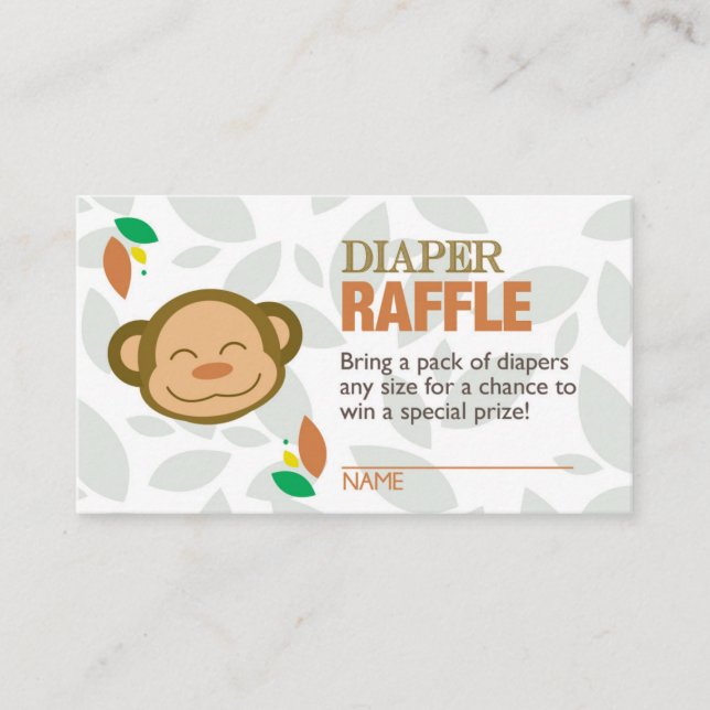 Cartão De Informações Bilhete de rifa de fralda de macaco marrom (Frente)