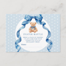 Bilhete de Rifa de Fralda de Urso Teddy Azul