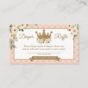 Cartão De Informações Bilhete de Rifa de Fralda Floral Princesa Rosa