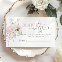 Bilhete de rifa de fralda Love Bug com Laço Rosa