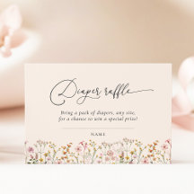 Bilhete de rifa de fralda para chá de bebê de flor
