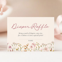 Bilhete de rifa de fralda para chá de bebê de flor