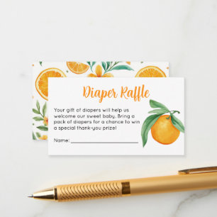 Cartão De Informações Bilhete de rifa de fralda para chá de bebê laranja