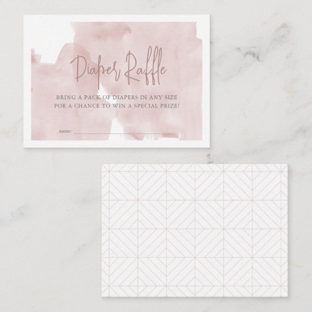 Cartão De Informações Bilhete de rifa de fralda para chá de bebê Pink Sk (Frente/Verso)