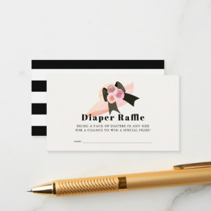 Cartão De Informações Bilhete de Rifa de Fralda Rosa de Chapéu Grande Es
