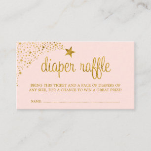 Cartão De Informações Bilhete de rifa de fralda rosa dourado Twinkle Lit
