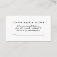 Bilhete de rifa de fralda simples e elegante