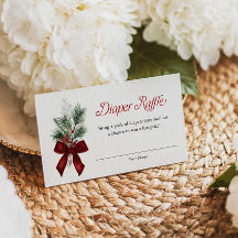 Bilhete de Rifa de Fraldas de Natal com Laço Verme