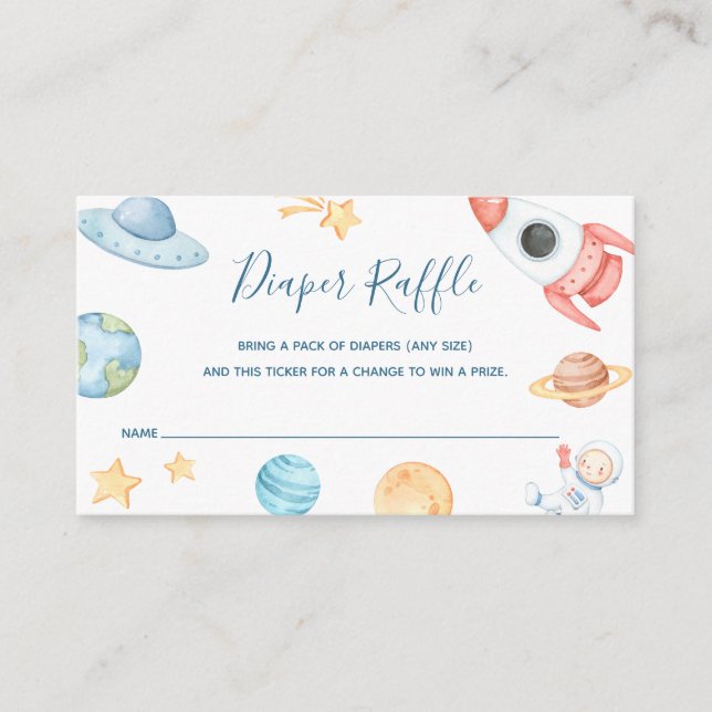 Cartão De Informações Bilhete de Rifa de Fraldas para Chá de Bebê (Frente)