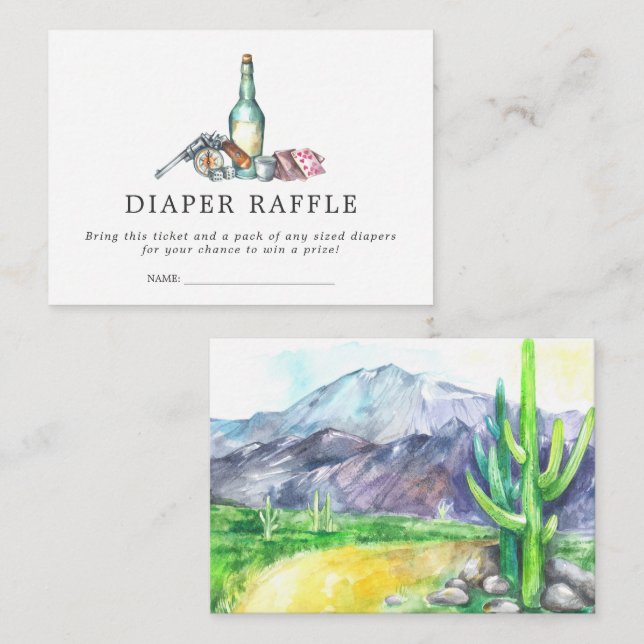 Cartão De Informações Bilhete de Rifa de Fraldas para Chá de Bebê | Caub (Frente/Verso)