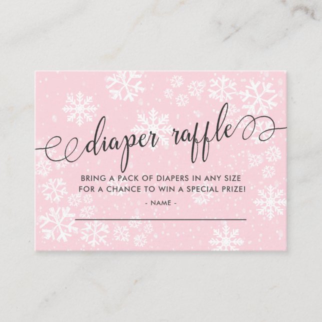 Cartão De Informações Bilhete de Rifa de Fraldas para Chá de Bebê Flocos (Frente)