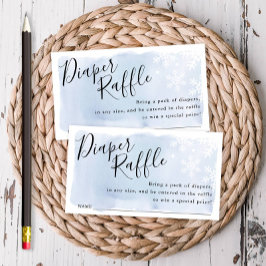 Cartão De Informações Bilhete de Rifa para Chá de Bebê Flocos de Neve Az