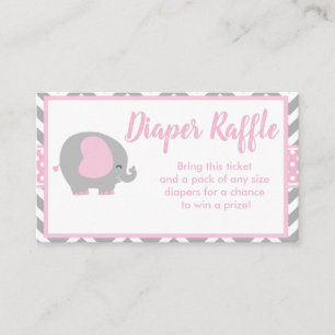 Cartão De Informações Bilhete do Raffle da fralda do elefante para o ch