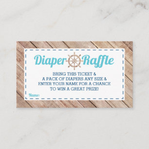 Cartão De Informações Bilhete do Raffle da fralda, náutico, azul, Aqua