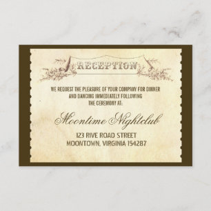 Cartão De Informações bilhete vintage recepção de casamento design
