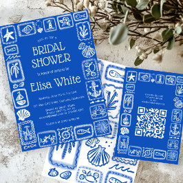 Cartão De Informações Bilhetes de Amor do Mar Moderno QR Personalizado C