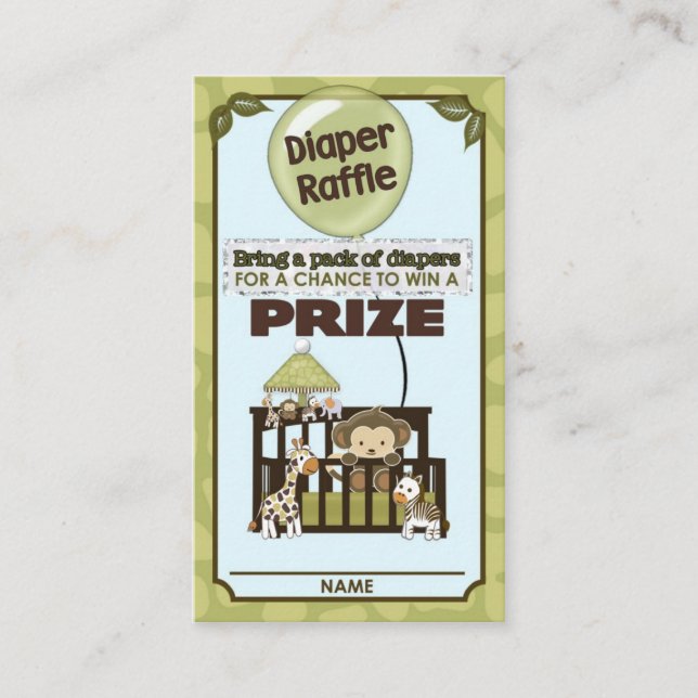 Cartão De Informações BILHETES DE Chá de fraldas DE Macaco-FRALDA (Frente)