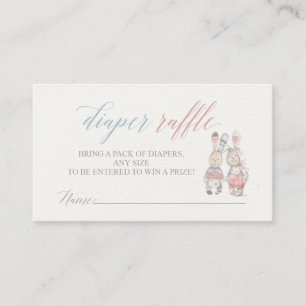 Cartão De Informações Bilhetes de Fralda Bunny Raffle para Chá de fralda