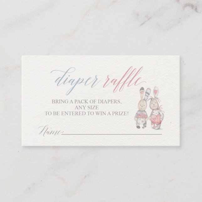 Cartão De Informações Bilhetes de Fralda Coelho Raffle para Chá de frald (Frente)