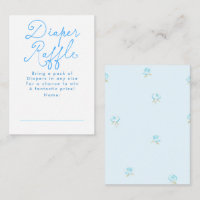 Bilhetes de rifa de fralda azul floral fofo para c