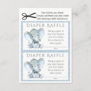 Cartão De Informações Bilhetes de Rifa de Fraldas de Elefante Menino