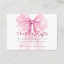 Bilhetes de Rifas de Fraldas com Laço Rosa Elegant