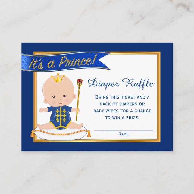 Cartão De Informações Bilhetes Príncipe Fralda Raffle (Frente)