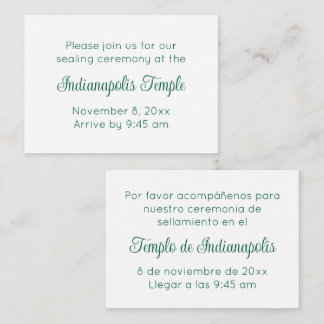 Cartão De Informações Bilingual Green Script Temple Sealing Invitation