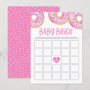 Cartão De Informações Bingo cor-de-rosa bonito do chá de fraldas das