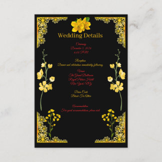 Cartão De Informações Black and Gold Wedding Enclosure Card