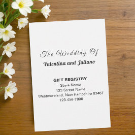 Cartão De Informações Black and White Portrait Wedding Gift Registry