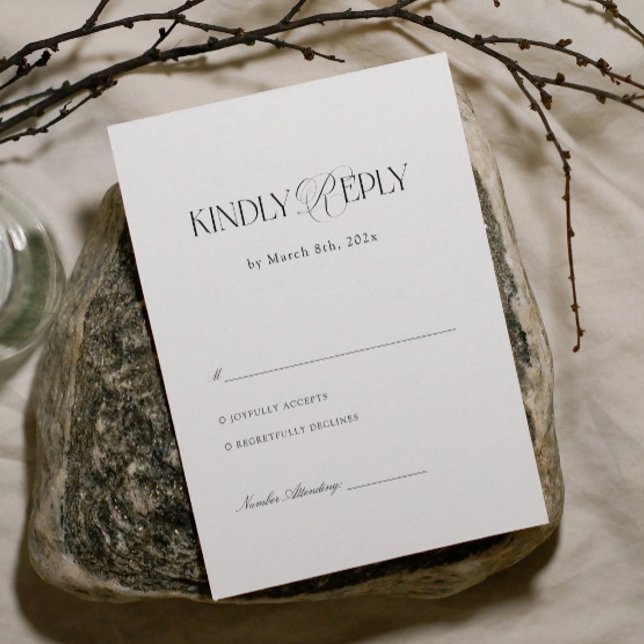 Cartão De Informações Black and White Wedding RSVP  (Criador carregado)