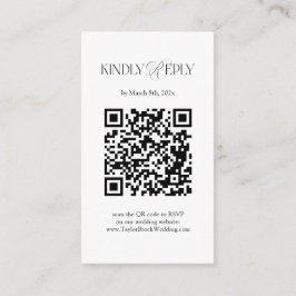 Cartão De Informações Black and White Wedding RSVP Qr Code Enclosure Car